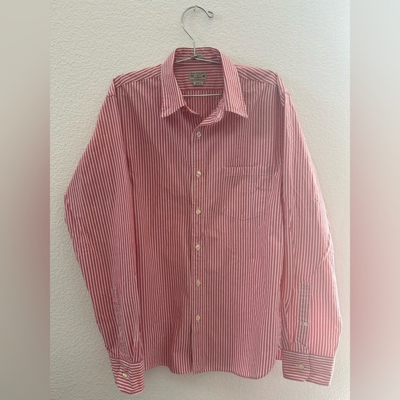 J.CREW Men's Red Striped Shirt SIZE M SLIM FIT - Picture 1 of 6